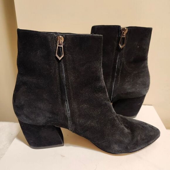 Botkier "Sasha" Black Luxe Suede Chunk Heel Ankle Boots sz.8 MSRP $265 - Picture 2 of 10